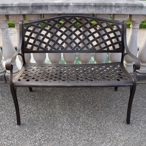 Outdoor Aluminum Modern Black Bronze Grey White Patio Bench Loveseat