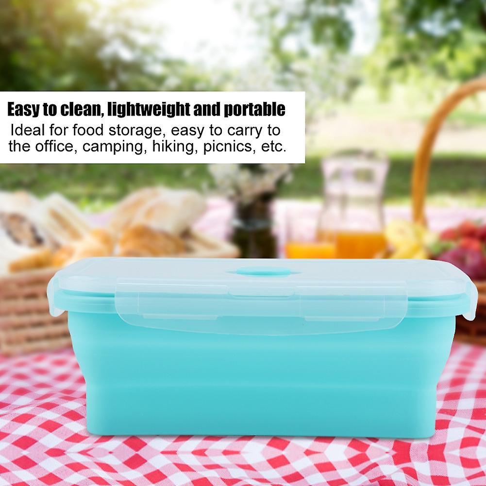 Portable Silicone Lunch Box Folding Microwave Safe Lunchbox Food Container Green 800ml