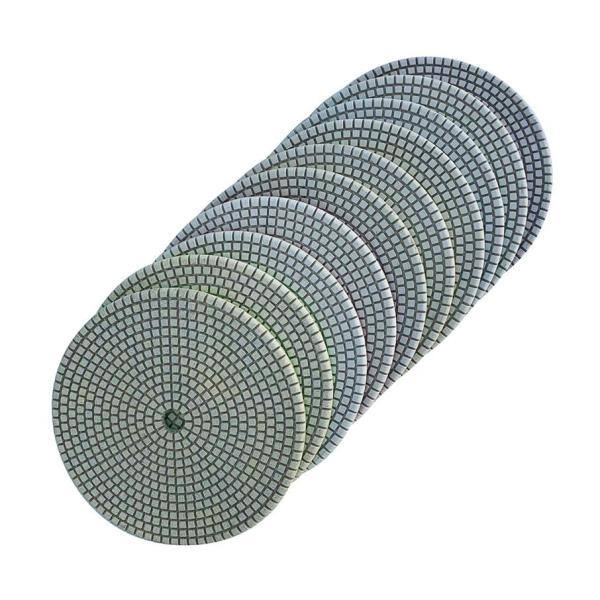 EDiamondTools 7 in. Wet Diamond Stone Polishing Pads 10 Pad Set White Resin #50 (2) #100 (2) #200 (2) to #3000 Grit RWS755112248153