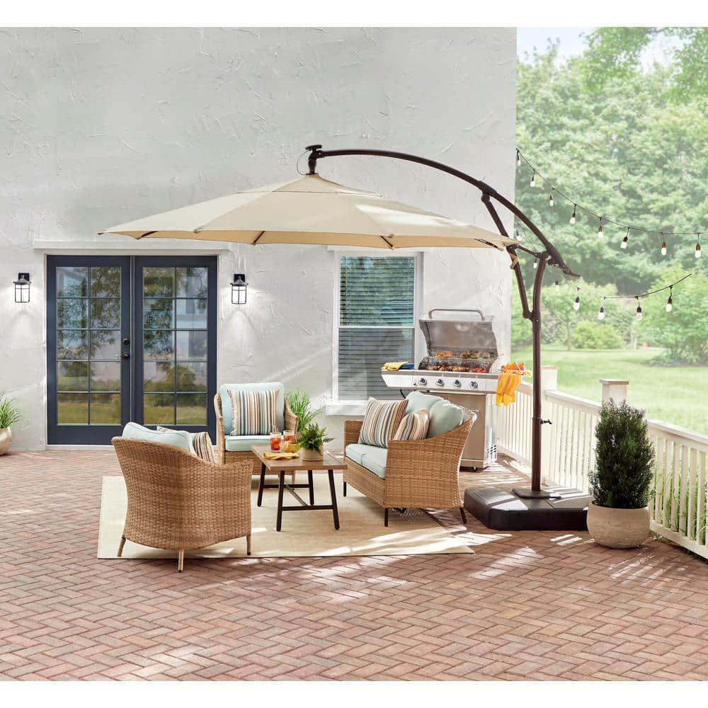 StyleWell Park Pointe 4Piece Wicker Patio Conversation Set with Seabreeze Cushions