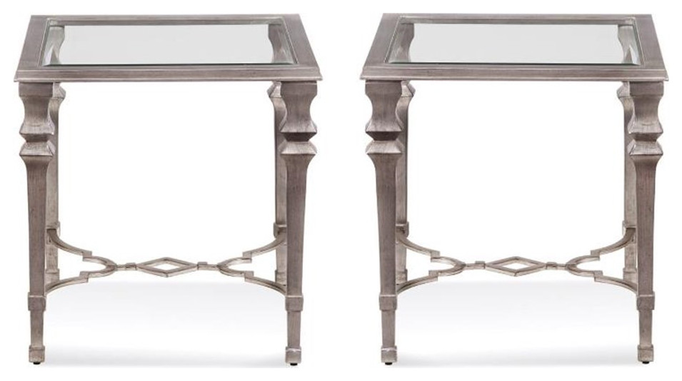 Home Square Metal Square End Table in Silver Leaf   Set of 2   Traditional   Side Tables And End Tables   by Homesquare  Houzz