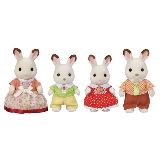 Calico Critters Hopscotch Rabbit Family, Set of 4 Collectible Doll Figures