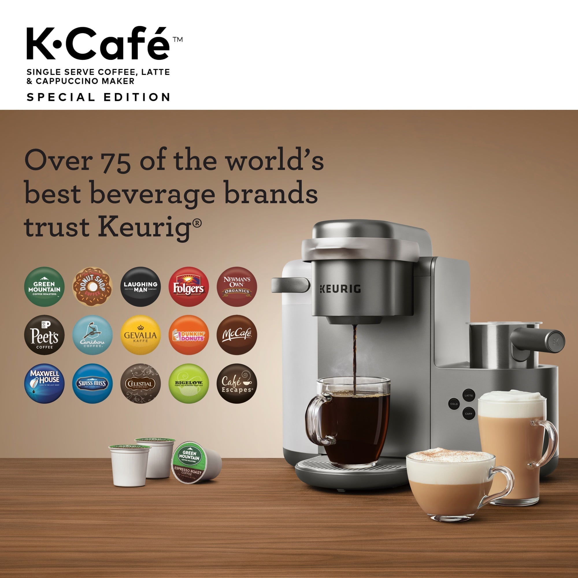 Keurig K-Cafe Special Edition Single Serve K-Cup Pod Coffee, Latte and Cappuccino Maker, Nickel