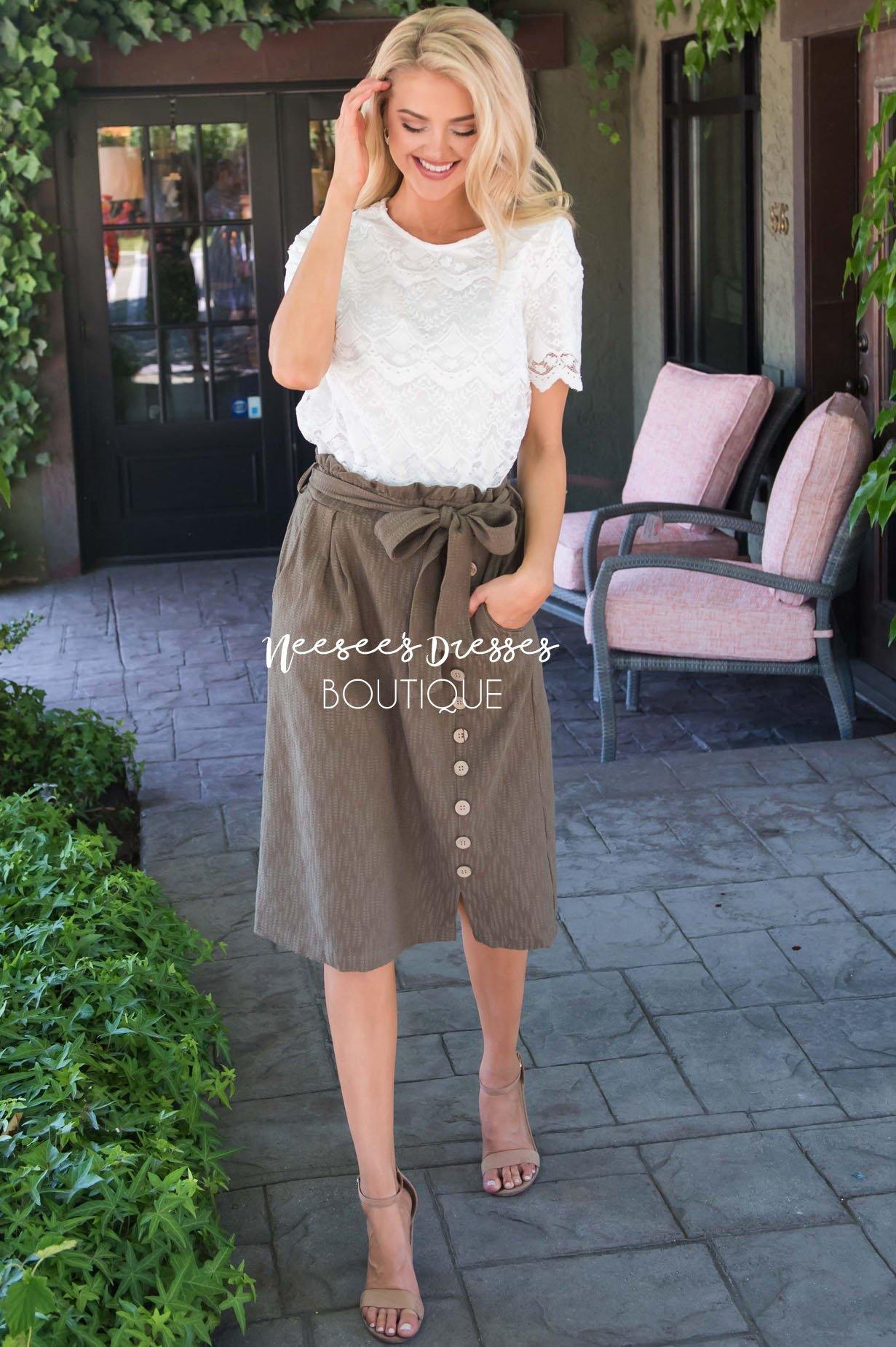 Lets Meet For Brunch Button Skirt