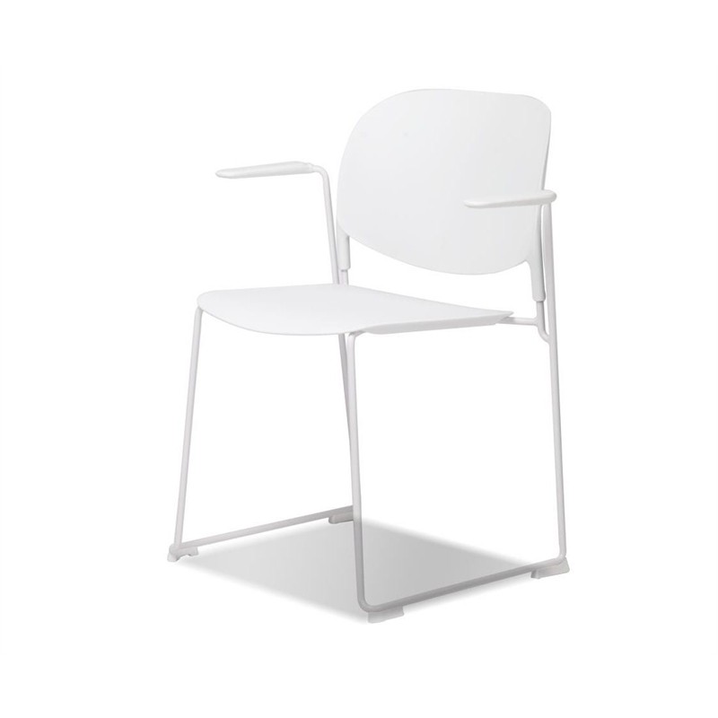 Mobital DARPRINWHITPCWHI Pringle White Armchair with White Powder Coated Legs - Set of 4