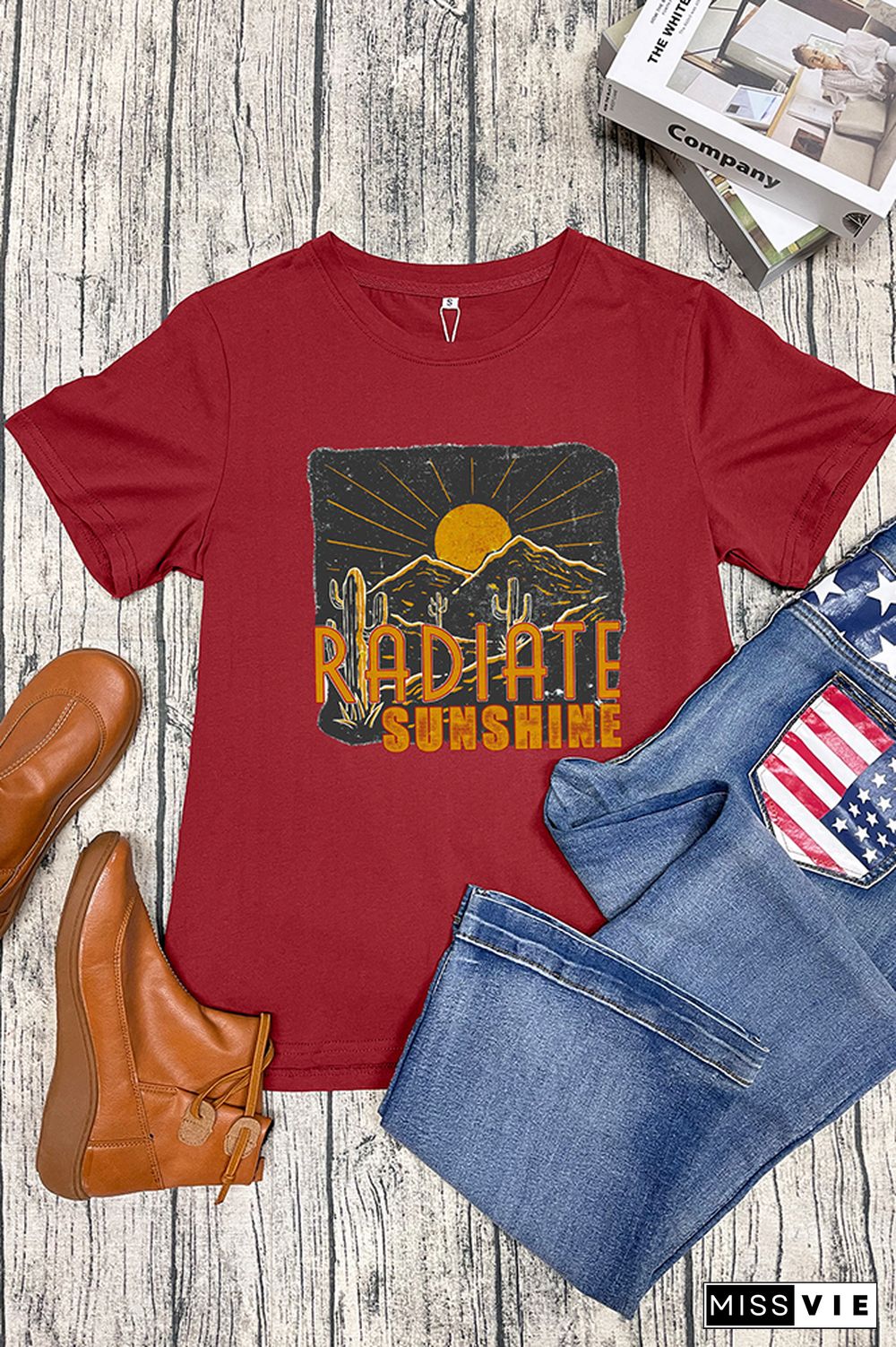 Radiate Sunshine Cactus Desert Graphic Tee Wholesale