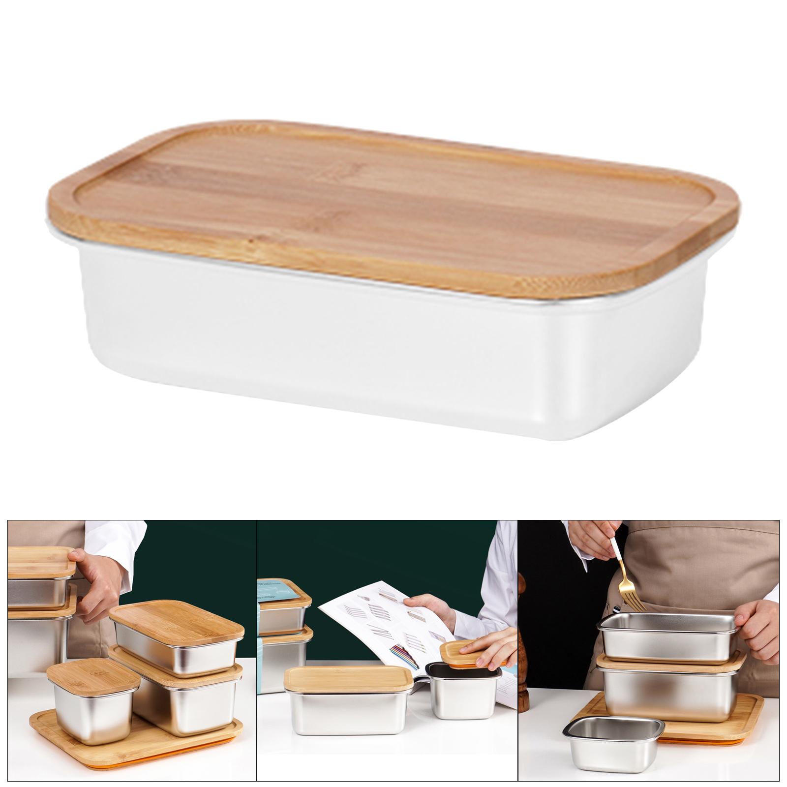 Butter Dish with Lid Extra Large Keeper with Bamboo Lid Cover for Microwave Butter Storage Container for Countertop Refrigerator - 600ml