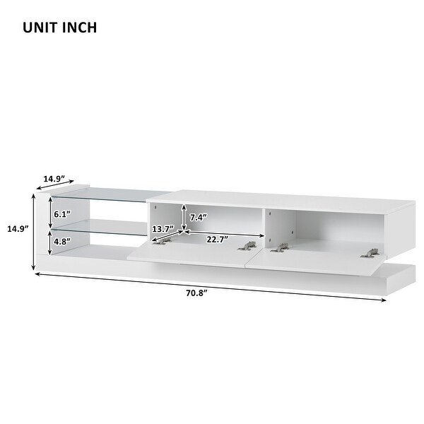 Entertainment Center TV Stand with 2 Media Storages and LED Lights - 15