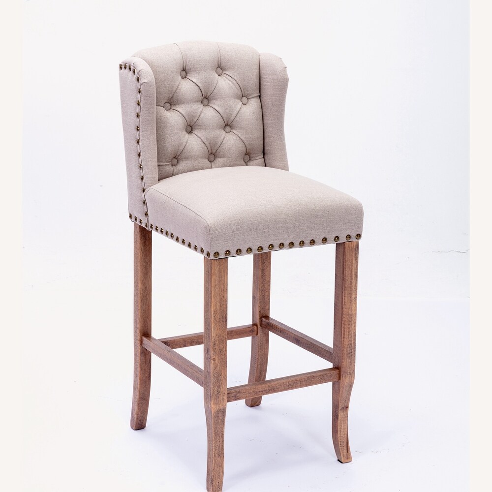 Bar Chairs with Tufted Upholstered Set of 2