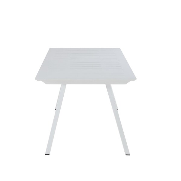 Somette Melbourne Matte White Outdoor Aluminum Table with Butterfly Extension