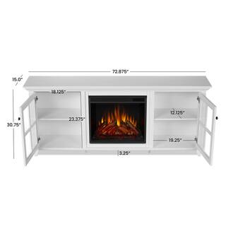 Real Flame Norwell 73 in. Freestanding Wooden Electric Fireplace TV Stand in White 7760E-W