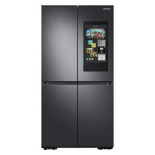  23 cu. ft 4-Door Family Hub French Door Smart Refrigerator in Fingerprint Resistant Black Stainless Steel Counter Depth RF23A9771SG