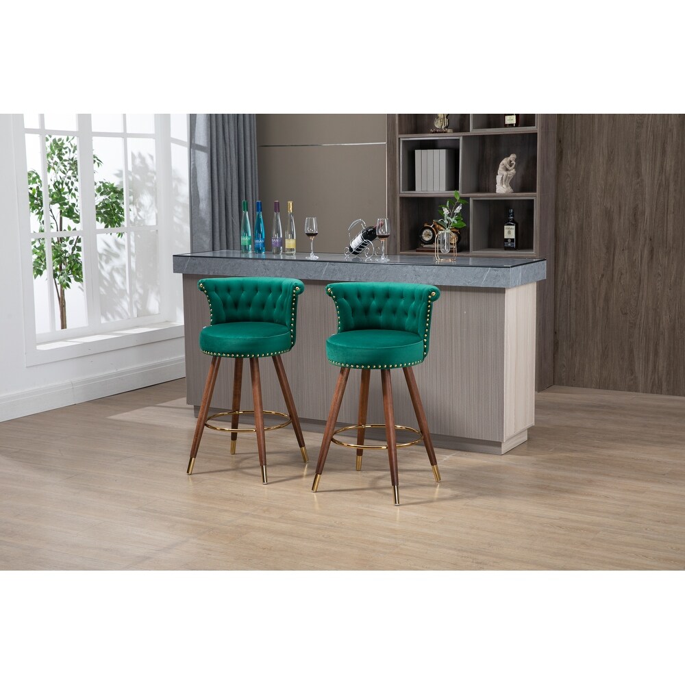 Retro Style Swivel Bar Stools with Backrest Footrest with Sturdy Frame and Ergonomic designed Comfort Seats  2 pieces