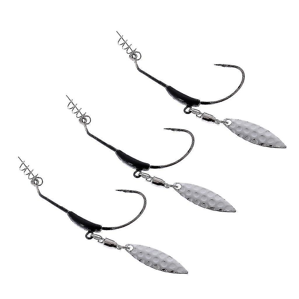 3 Pack Fishhook Fishing Road Swing Hooks Metal Spoon Sequins With Weighted Lead Tool - Gray 4g