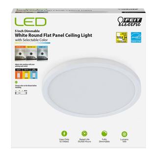 Feit Electric 5 in. 8-Watt Title 24 Dimmable White Integrated LED Round Flat Panel Ceiling Flush Mount with Color Change CCT 74202CAV2