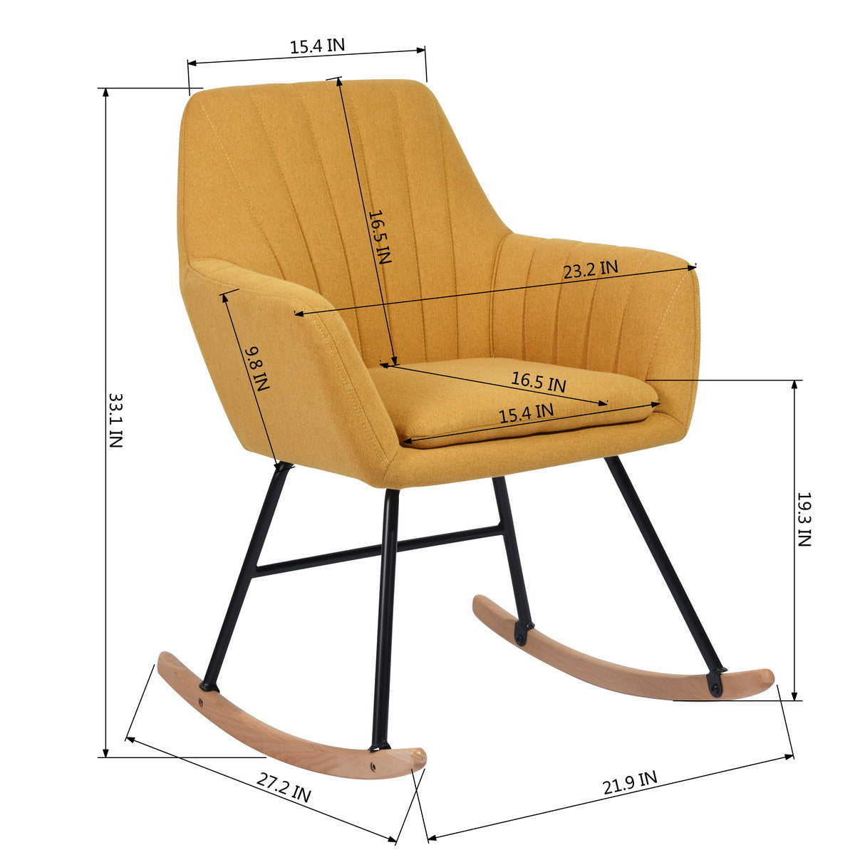 Ergonomically designed rocking chair with richly padded cushion