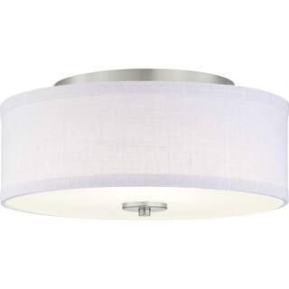 Progress Lighting Inspire Collection Brushed Nickel Integrated LED Transitional Kitchen Ceiling Light Drum Flush Mount P350135-009-30