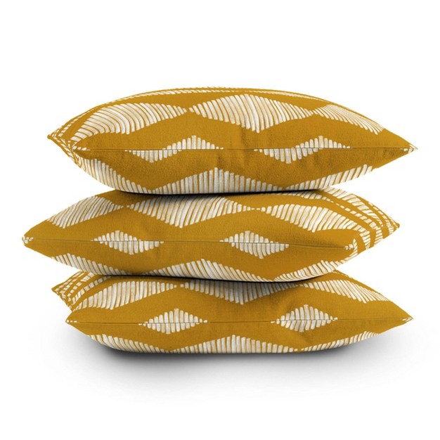 Leah Keggi Acoustic Wave Mustard Square Throw Pillow White Deny Designs