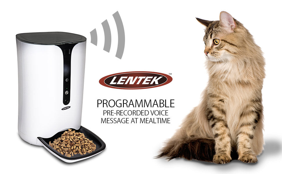 Lentek Smart Pet Feeder with 720p HD Video， 2-Way Audio， 200 oz. Programmable WiFi Cat or Dog Food Dispenser， Schedule Mealtimes， Automatic Portion Control， Free App for iPhone and Android Smartphone