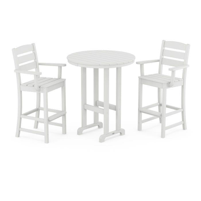 Polywood Lakeside 3-Piece Round Bar Arm Chair Set PWS612-1