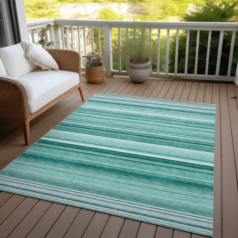 Machine Washable Indoor/ Outdoor Chantille Multi Stripe Rug