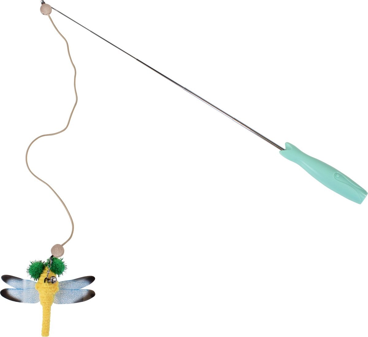 Penn-Plax Retractable Wand w/Dragonfly Toy， Metal Bell， and LED Mouse Light Cat Teaser