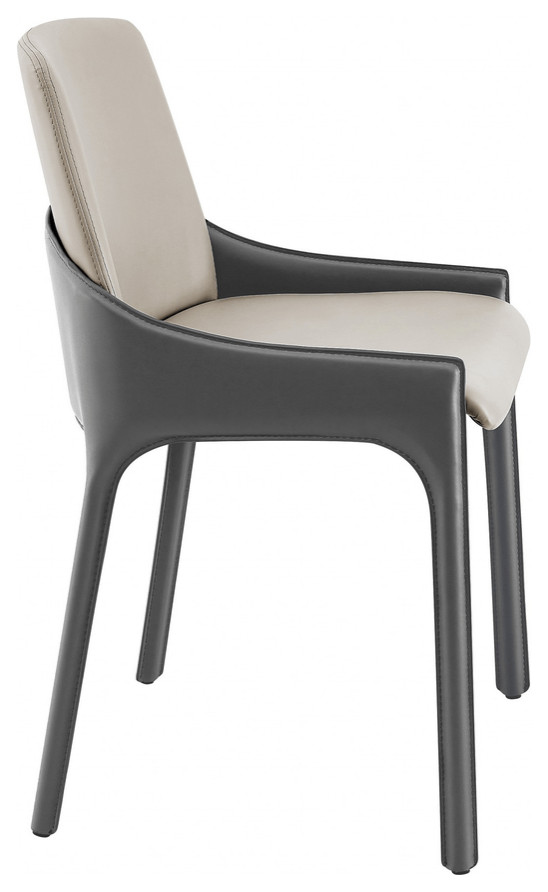 Set of Two Light and Dark Gray Faux Faux Leather Side Chairs   Contemporary   Dining Chairs   by HomeRoots  Houzz