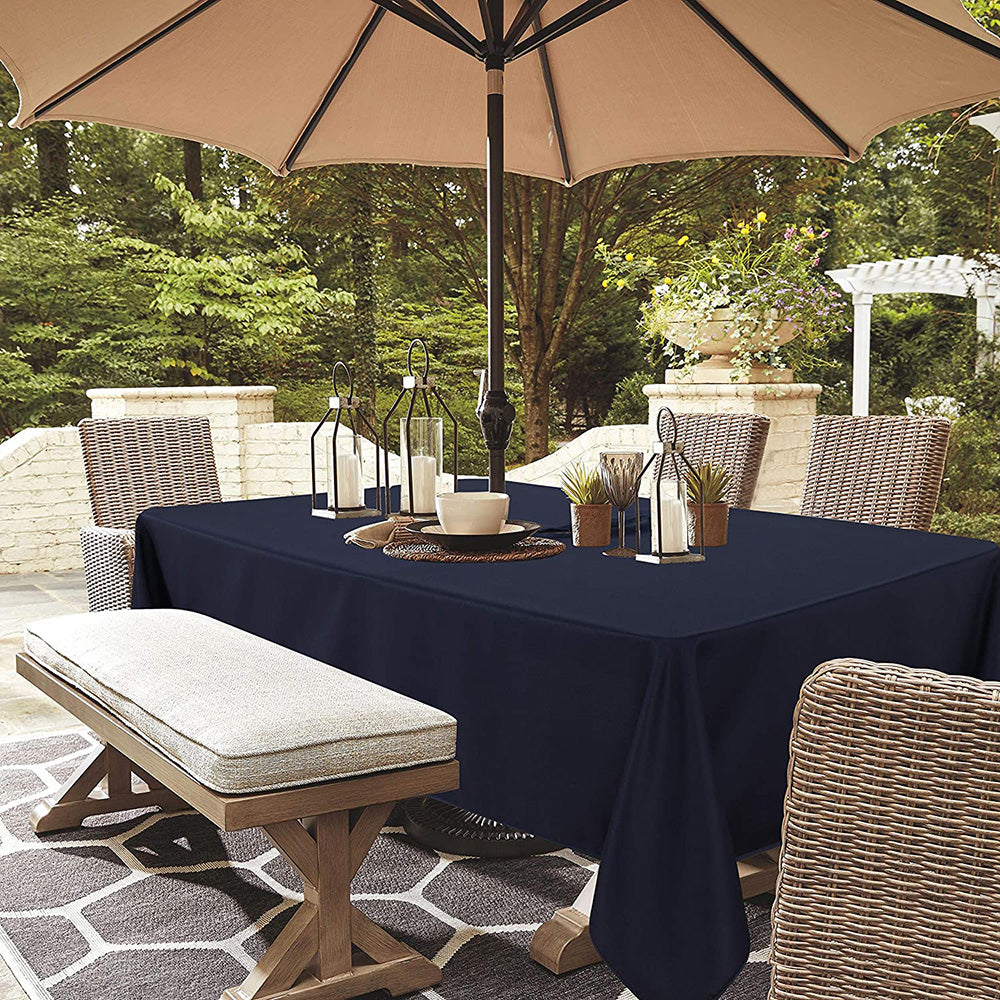 Outdoor And Indoor Tablecloth - Washable Waterproof Wrinkle Free Table Cloth With Zipper And Umbrella Hole For Spring/Summer/Party/Picnic/Bbqs/Patio (Rectangle 60X84 Inch, Navy)