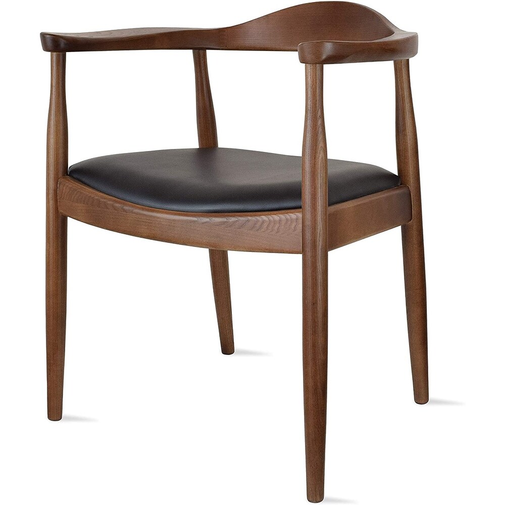 Oak and Faux Leather Dining Armchair