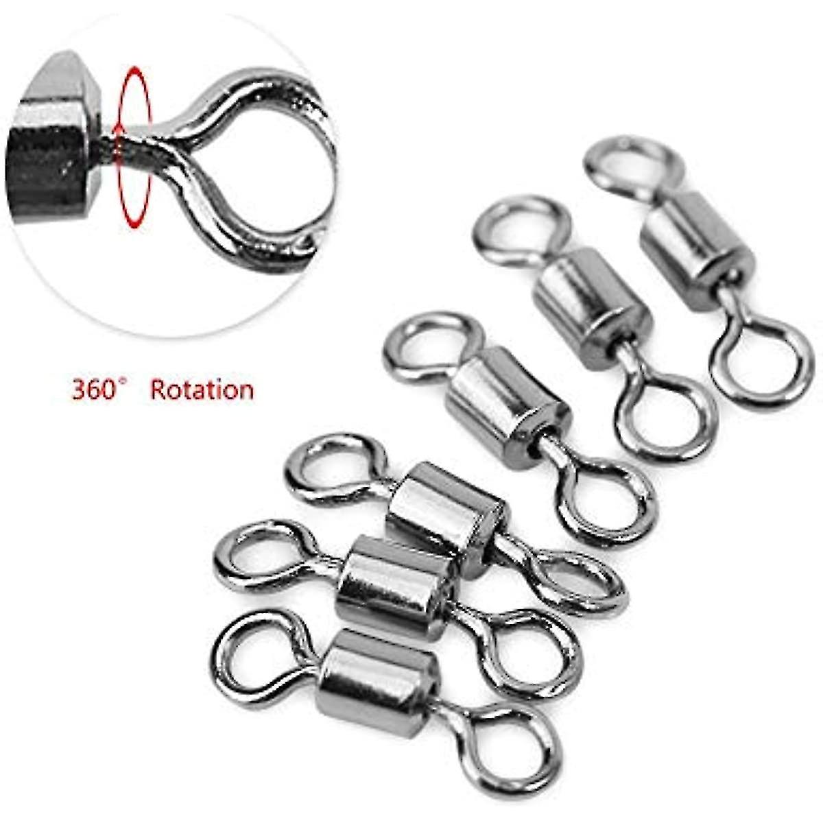 Dilwe Fishing Barrel Swivel  100pcs 8 Shape Fish Fishing Barrel Swivel High Tensile Strength Barrel Swivel Ball Bearings Fishing Swivel Snap Tackle Fo