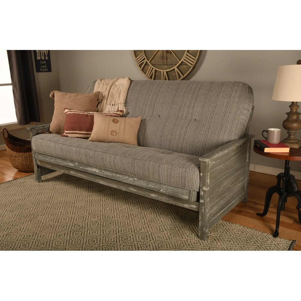 Somette Lexington Full size Futon Set in Weathered Gray Finish with Mattress