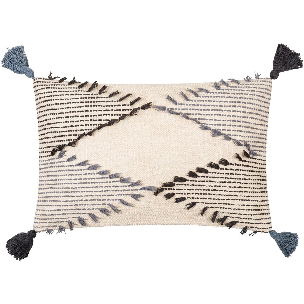 Vintone Bohemian Geometric Throw Pillow with Tassel and Fringe Details