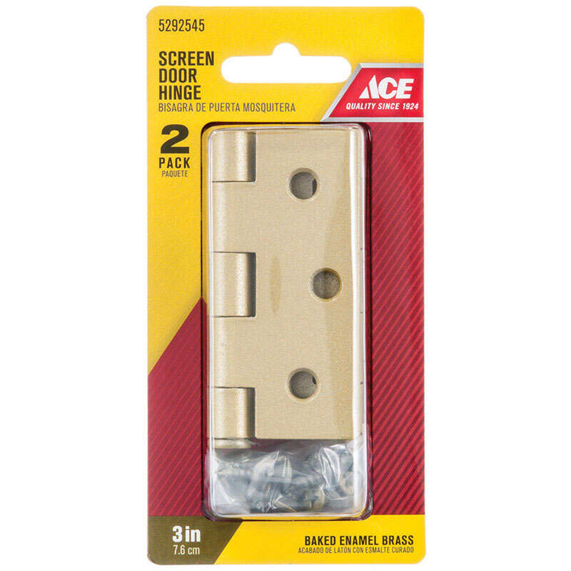 Ace 3 in. L Satin Brass Screen/Storm Door Hinge 2 pk