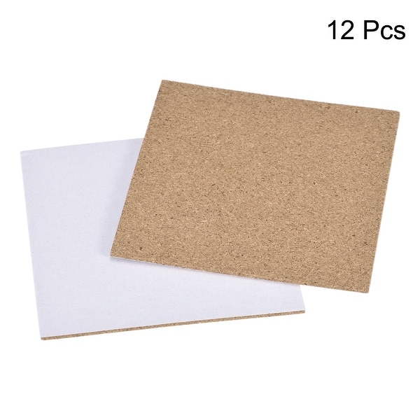 100x100x2mm Square Coasters Cork Cup Mat Pad Adhesive Backed 12pcs - Wood