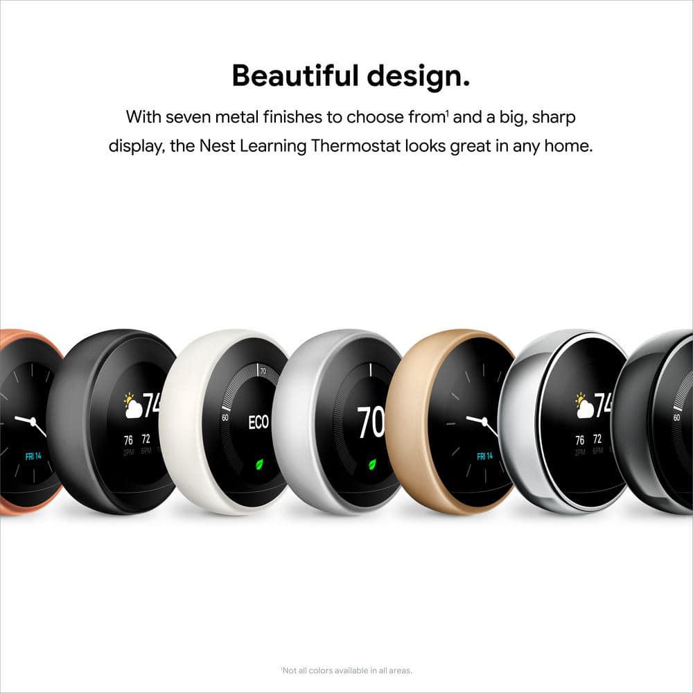 Google Nest Learning Thermostat  Smart WiFi Thermostat  Brass