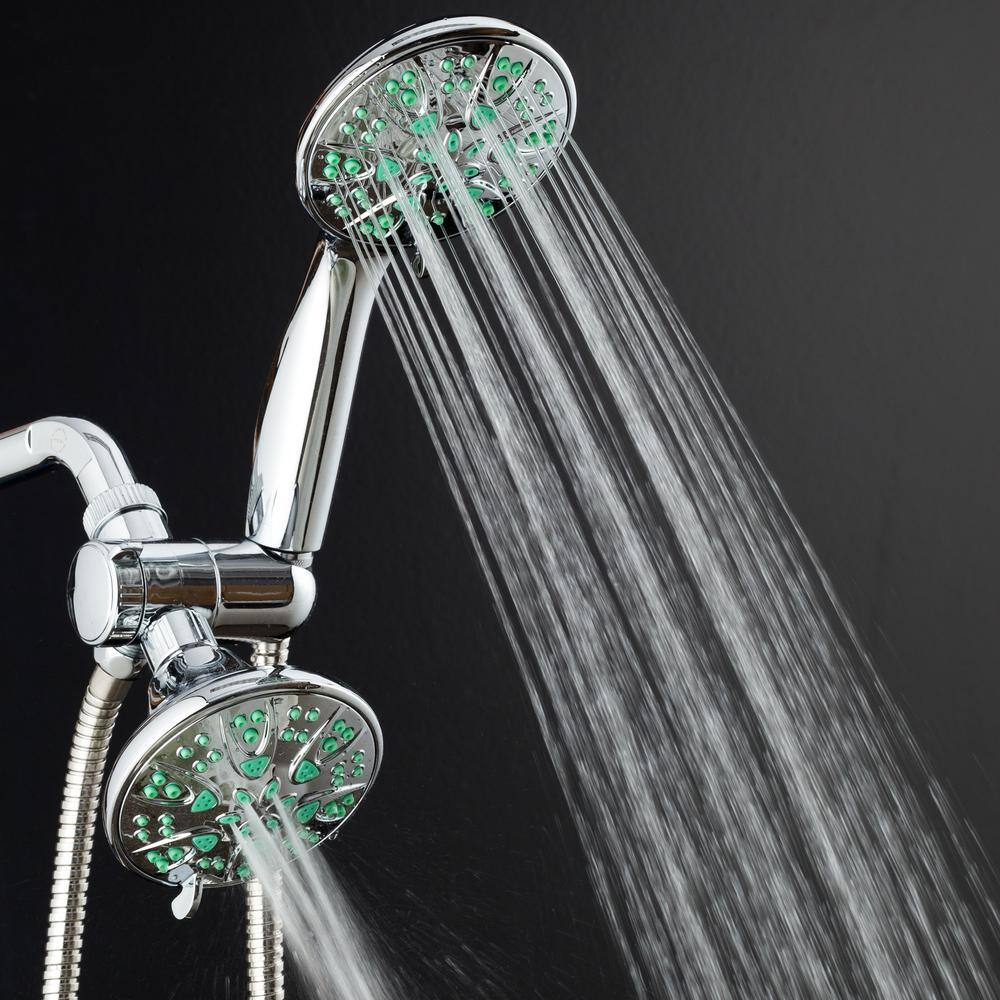 AquaDance Antimicrobial 30-Spray 4 in. High Pressure 3-Way Dual Shower Head and Handheld Shower Head Combo in Chrome 6624