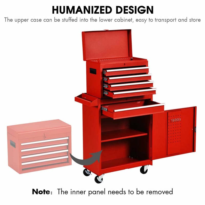 5-Drawer Rolling Tool Chest Removable Tool Storage Cabinet Metal Toolbox Organizer with Lock