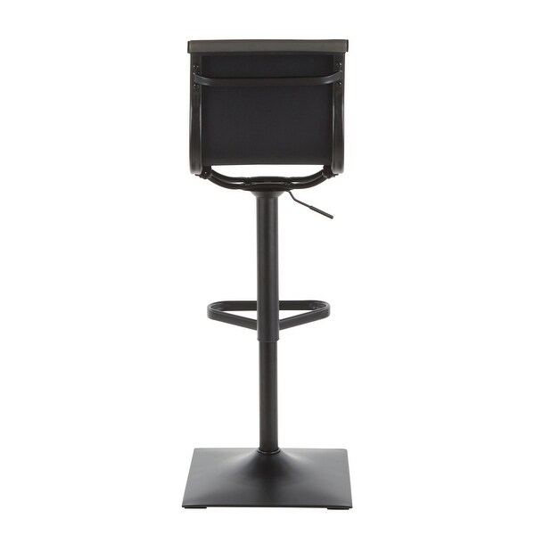 Porch and Den Tower Master Adjustable Bar Stool in Faux Leather and Black Metal