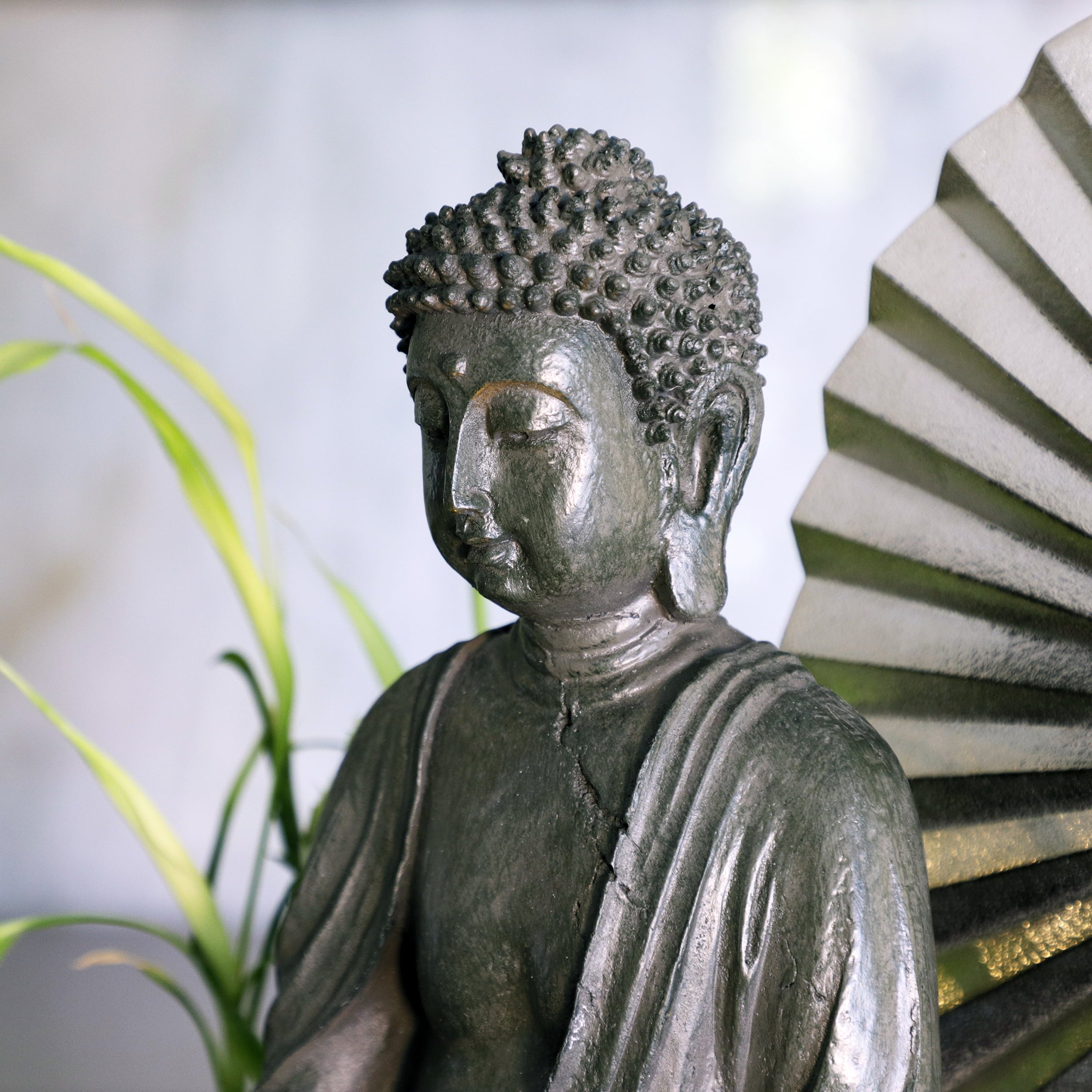 Alpine Buddha Indoor/Outdoor Polyresin Fountain with LED Light