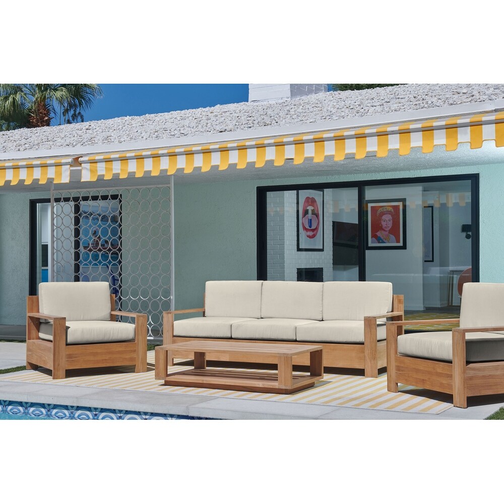 Lothair 4 Piece Teak Deep Seating Outdoor Sofa Set with Sunbrella Cushions