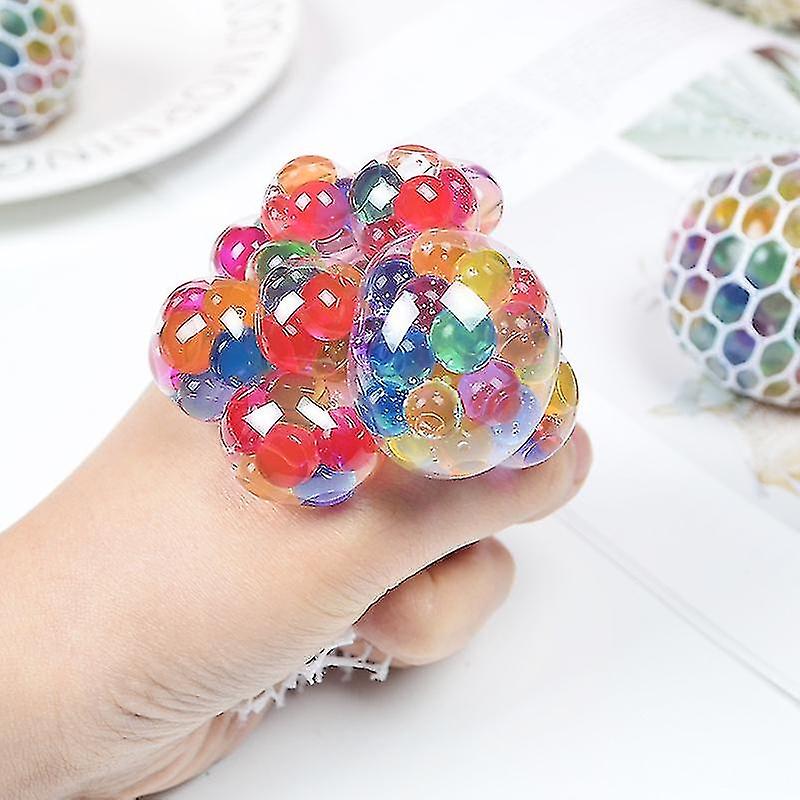 3 Pcs Anti Stress Balls， Squeeze Ball， Rainbow Kneading Ball， Stress Balls In Net For Children And A