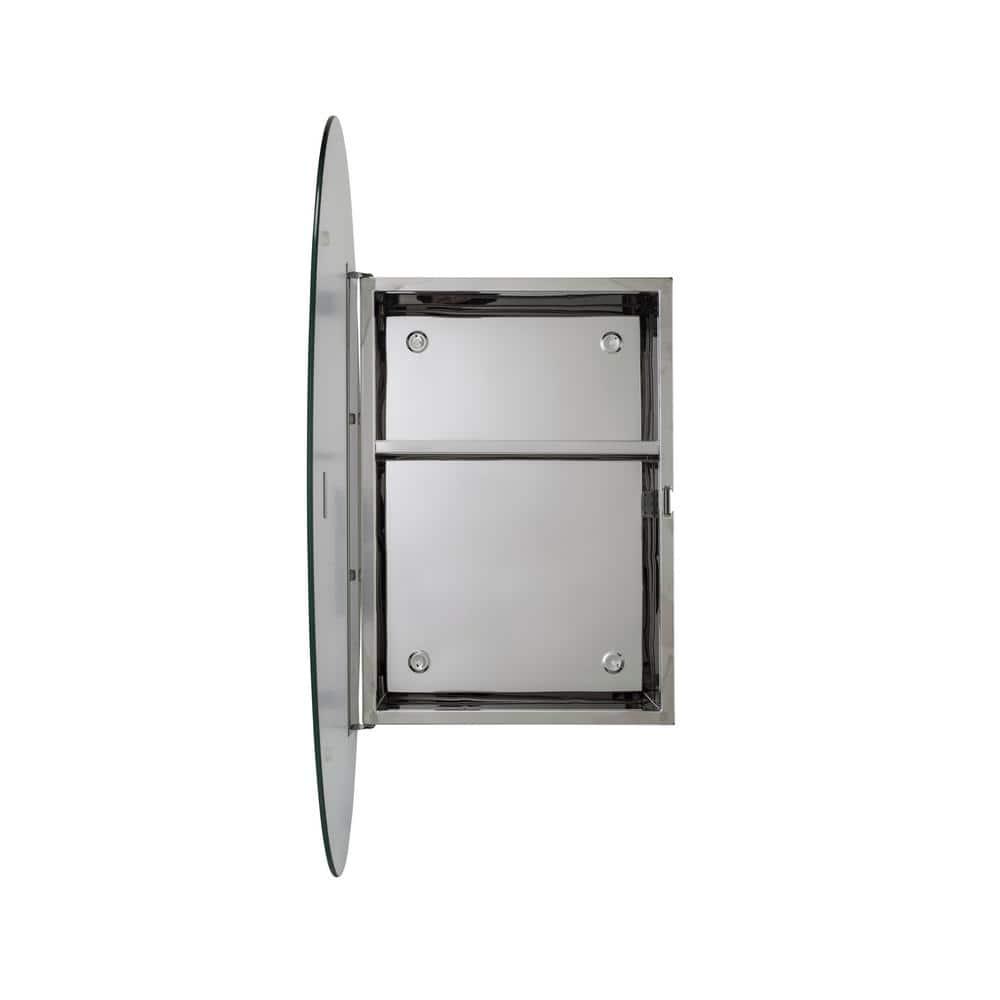 Croydex Tay 18 in W x 26 in H Single Door Oval Silver Stainless Steel Surface Mount Bathroom Medicine Cabinet with Mirror