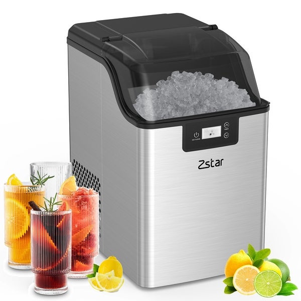 44Lbs/24H Countertop Nugget Ice Maker in Stainless Steel