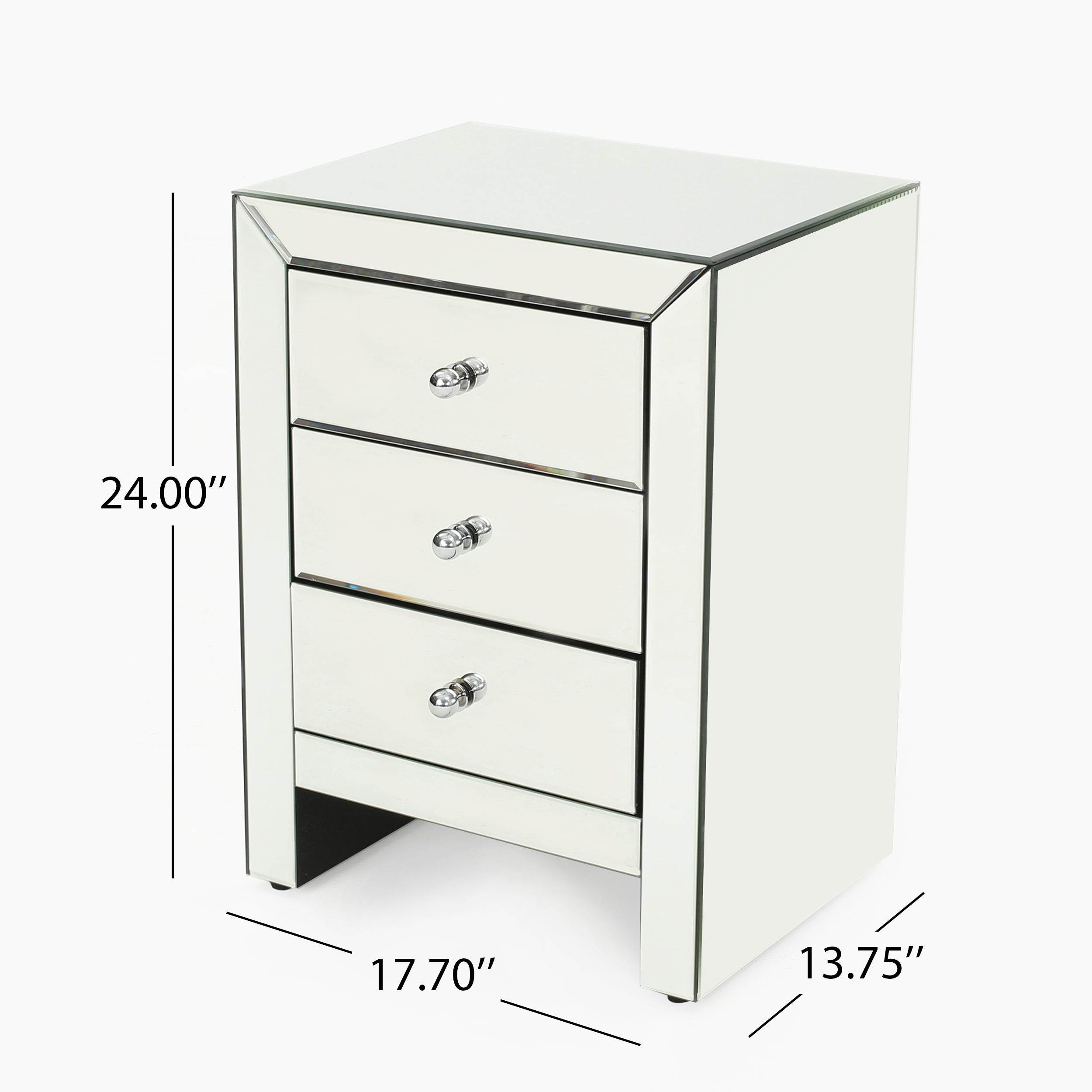 Lucille Mirror Finished 3 Drawer Accent Table