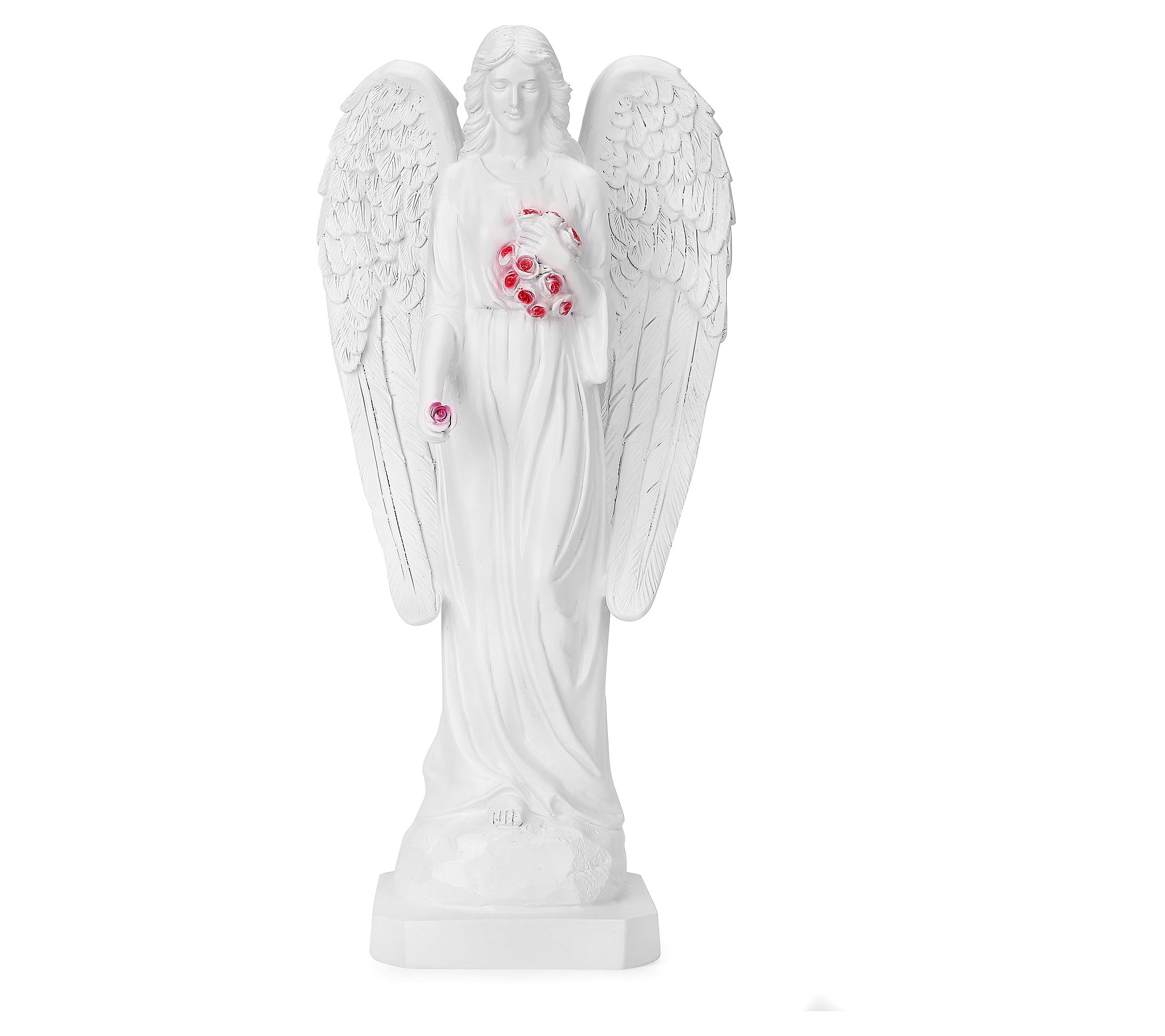 Techko Angel with Closed Wings Statue with Solar Spotlight