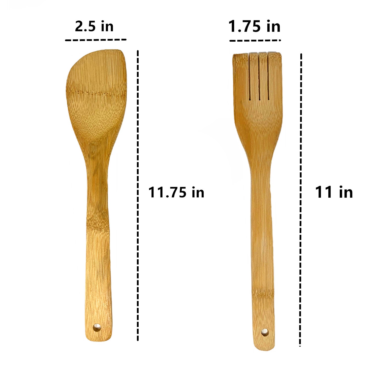 4 Pc Wooden Spoon Spatula Bamboo Set Kitchen Utensil Cooking Mix Non-Stick Tools