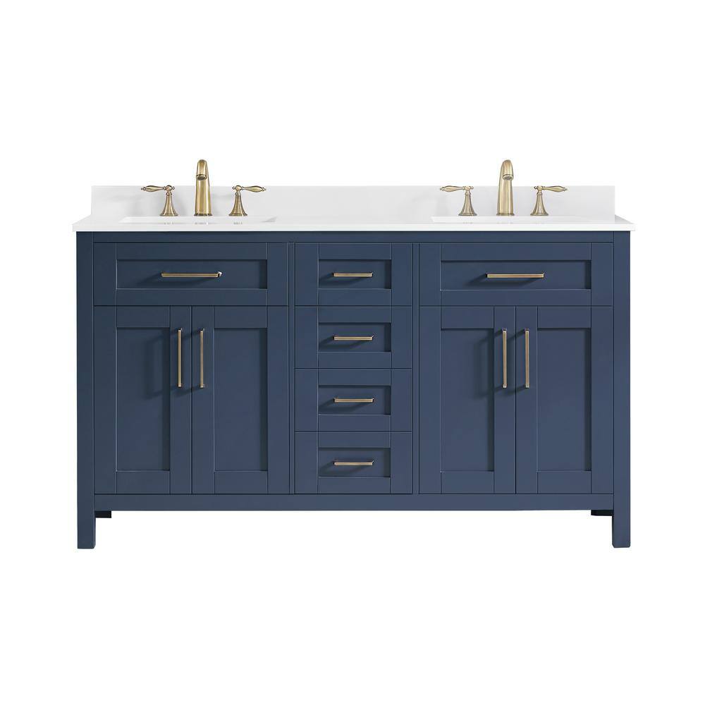 OVE Decors Tahoe 60 in. W x 21 in. D Double Sink Vanity in Midnight Blue with Cultured Marble Vanity Top in White with White Basins 15VVA-TAHO60-04