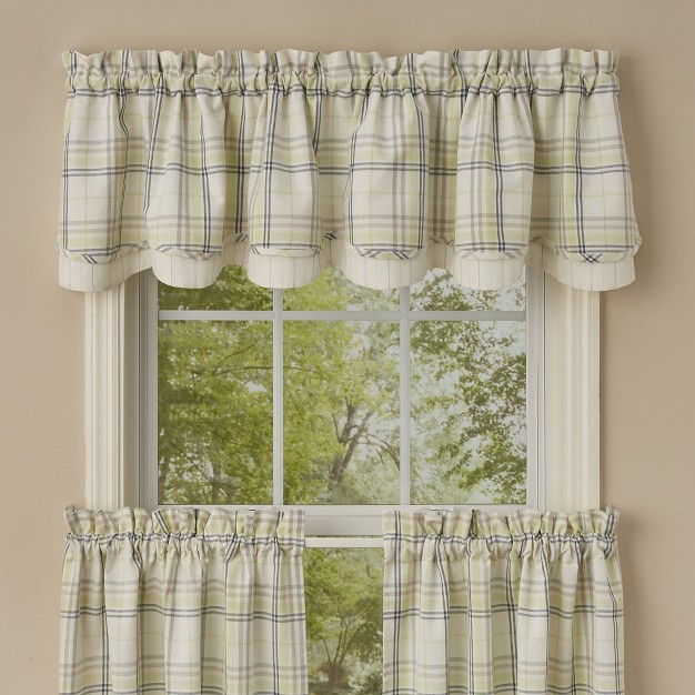 Dew Drop Plaid Lined Layered Valance 72 x27 x27 X 16 x27 x27