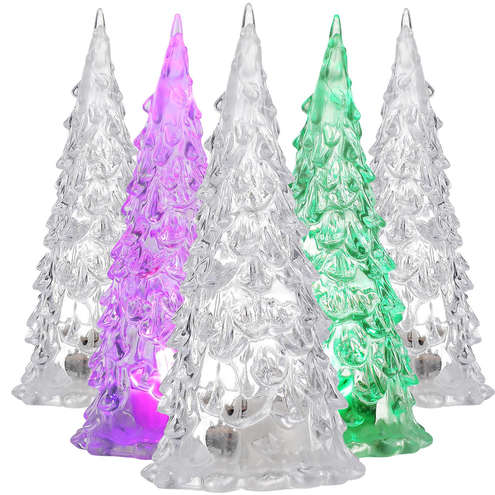 5pcs Glowing Christmas Tree Plastic Christmas Tree Flashing Christmas Tree Colorful Night Light