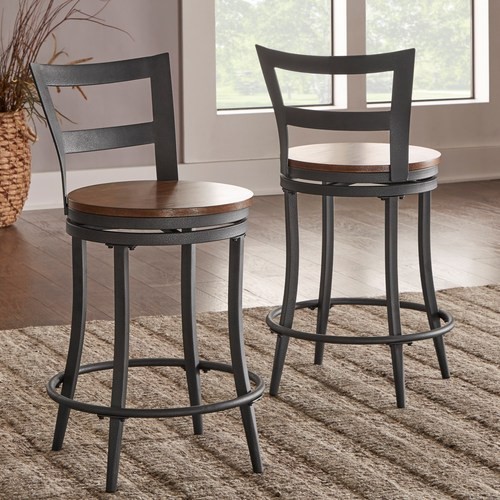 Metal Frame Swivel Seat Counter Height Chairs 2pc ...